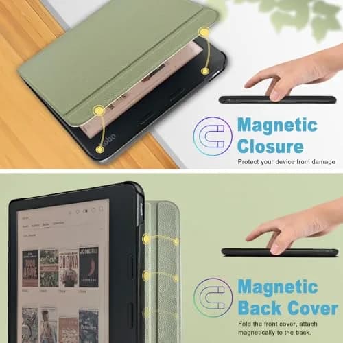 Caweet Green PU Leather Case for Kobo Libra Colour (7-inch) | Auto Sleep Wake Folio thumbnail 5