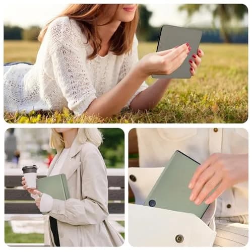 Caweet Green PU Leather Case for Kobo Libra Colour (7-inch) | Auto Sleep Wake Folio thumbnail 2