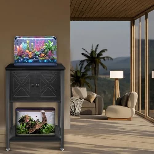BEURUKU Heavy Duty Fish Tank Stand with Cabinet & Power Outlets 20.5" L x 11" W | Supports 220LBS, 5-10 Gallon Aquarium thumbnail 5