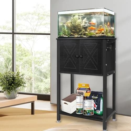 BEURUKU Heavy Duty Fish Tank Stand with Cabinet & Power Outlets 20.5" L x 11" W | Supports 220LBS, 5-10 Gallon Aquarium thumbnail 7