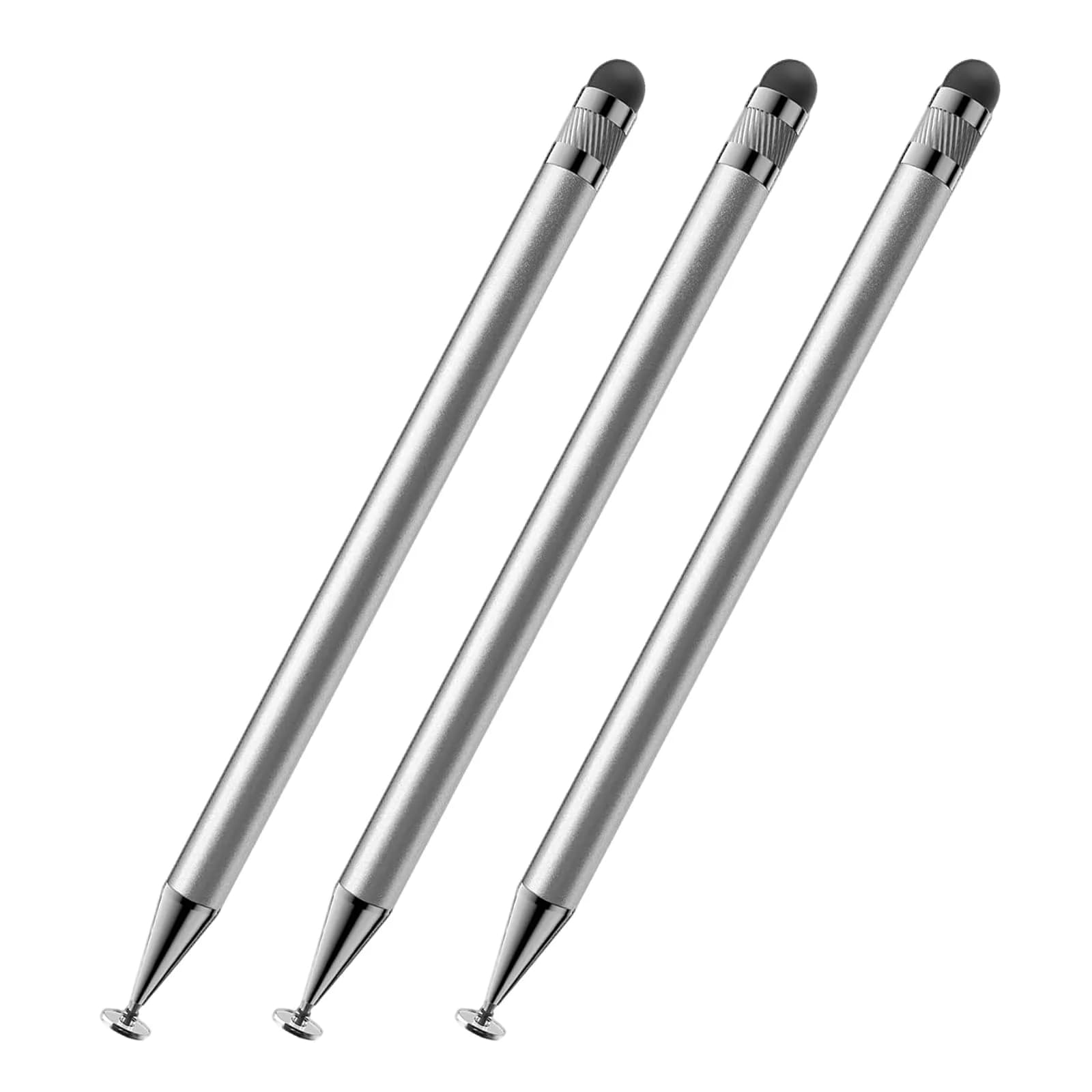 SKYPIA Silver 3 Pack Stylus Pen for Touch Screen | Precise, Stylish & Compatible with iPhone, Android & iPads