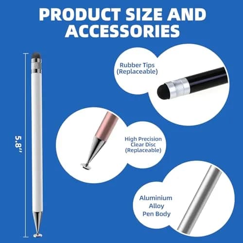 SKYPIA Silver 3 Pack Stylus Pen for Touch Screen | Precise, Stylish & Compatible with iPhone, Android & iPads thumbnail 2