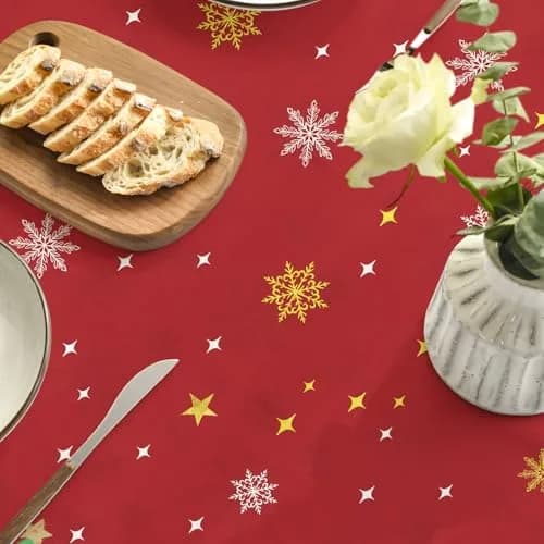 Horaldaily Christmas Tablecloth 70 x 70 Inch Round Trees Red | Festive Home Decor (120 chars) thumbnail 4