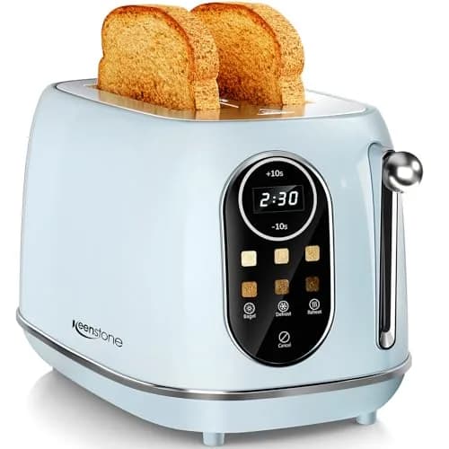 Keenstone Smart Touch Screen Toaster 2 Slice | Retro Wide Slot Stainless Steel with 6 Browning Levels thumbnail 1
