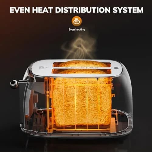Keenstone Smart Touch Screen Toaster 2 Slice | Retro Wide Slot Stainless Steel with 6 Browning Levels thumbnail 3