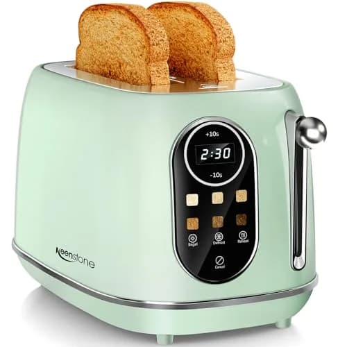 Keenstone Touch Screen Toaster 2 Slice | Retro Wide Slot Stainless Steel with 6 Browning Levels thumbnail 1
