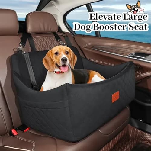 Wooaidagg Dog Car Seat for Medium & Large Dogs Up to 55lbs | Memory Foam Cushion & Safety Straps thumbnail 4