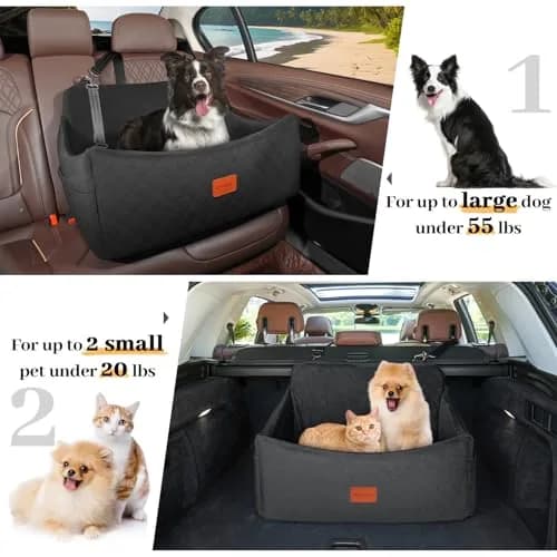 Wooaidagg Dog Car Seat for Medium & Large Dogs Up to 55lbs | Memory Foam Cushion & Safety Straps thumbnail 5