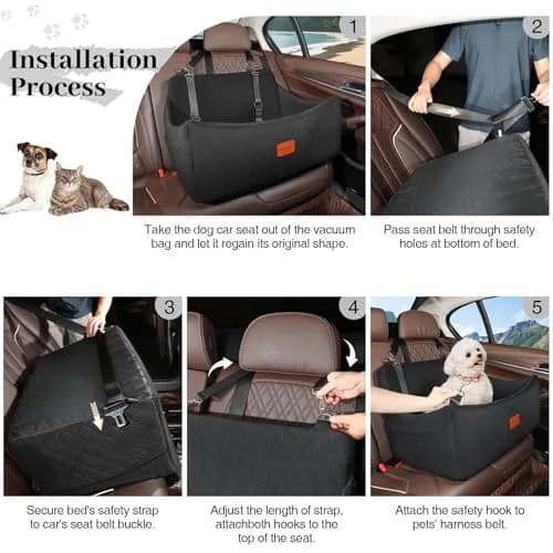 Wooaidagg Dog Car Seat for Medium & Large Dogs Up to 55lbs | Memory Foam Cushion & Safety Straps thumbnail 6