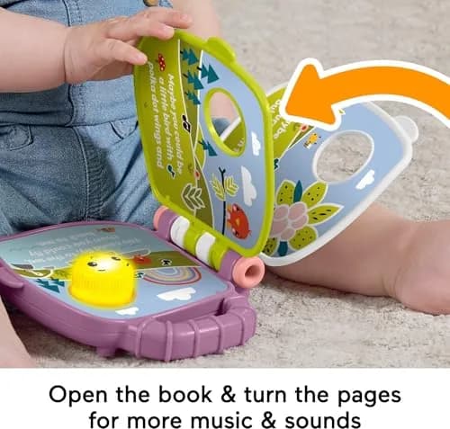 Fisher-Price Baby Musical Storybook with Purple Monkey | Lights & Sounds for Infants & Toddlers 6-36 Months thumbnail 4