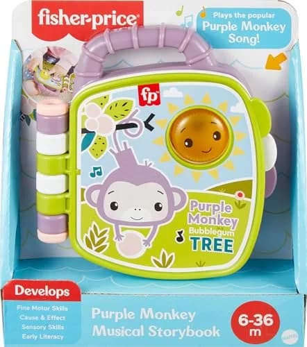 Fisher-Price Baby Musical Storybook with Purple Monkey | Lights & Sounds for Infants & Toddlers 6-36 Months thumbnail 6
