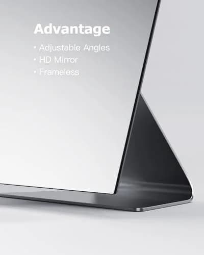 NEZZOE Rectangular Frameless Makeup Mirror 12" x 7" | Full Face, Adjustable Angle, Modern Style thumbnail 4