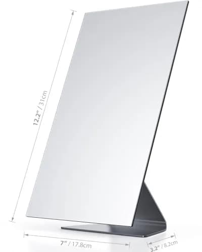 NEZZOE Rectangular Frameless Makeup Mirror 12" x 7" | Full Face, Adjustable Angle, Modern Style thumbnail 8