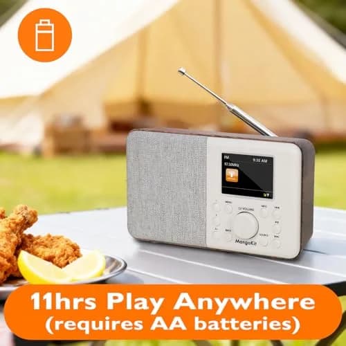 MangoKit SR10 WiFi Internet Radio with Bluetooth, Podcast Player & FM Radio | Portable Digital Radio Walnut thumbnail 6