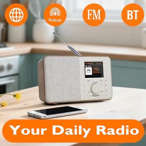 MangoKit SR10 WiFi Internet Radio with Bluetooth, Podcast Player & FM Radio | Portable Digital Radio Walnut thumbnail 2