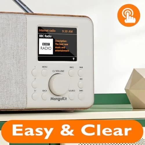 MangoKit SR10 WiFi Internet Radio with Bluetooth, Podcast Player & FM Radio | Portable Digital Radio Walnut thumbnail 3