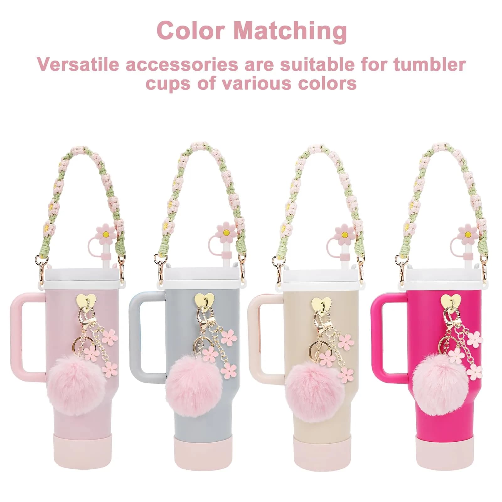 3tyto Light Pink 13 Pcs Stanley Cup Accessories Set with Handle Strap & Silicone Boot - view 2