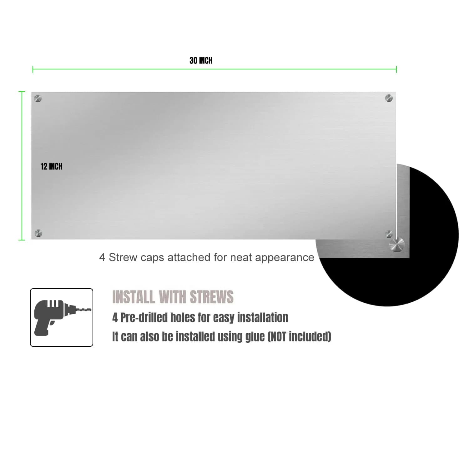 TUTU Stainless Steel Stove Backsplash 24" x 30" | Reversible Ultra Flat Splatter Guard - view 4