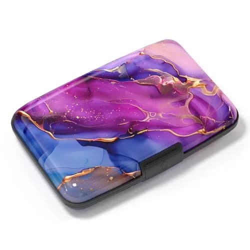 Atufsuat RFID Blocking Card Holder for Women, Aluminum Metal Slim Credit Card Wallet 11cm (4.3in) | Marble Patterns thumbnail 1