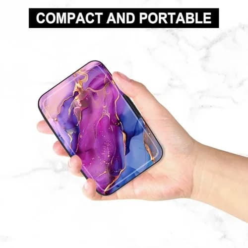 Atufsuat RFID Blocking Card Holder for Women, Aluminum Metal Slim Credit Card Wallet 11cm (4.3in) | Marble Patterns thumbnail 5