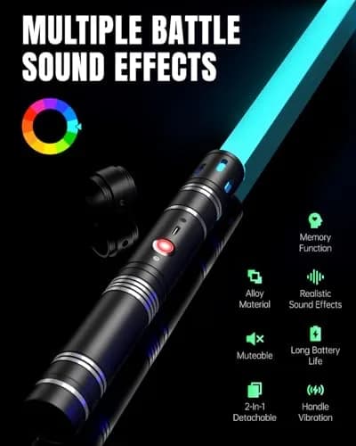 Viglaschill Silver Lightsaber for Dueling | 20 Colors, 6 Modes, Rechargeable, 6-Hour Use thumbnail 3