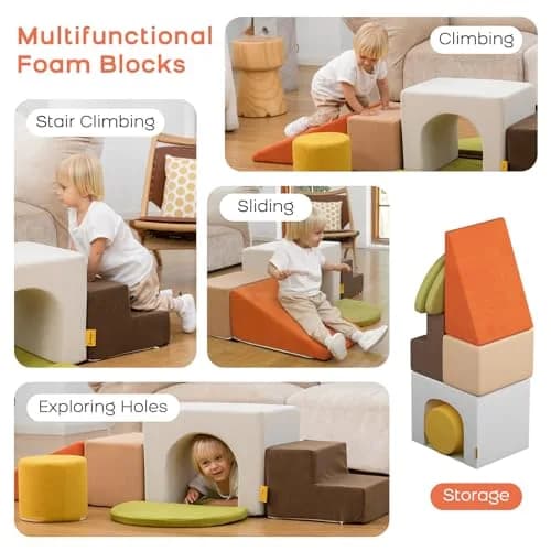 BanaSuper Kids Foam Climbing Blocks Playset 7pcs | Indoor Soft Toy for Toddlers thumbnail 2