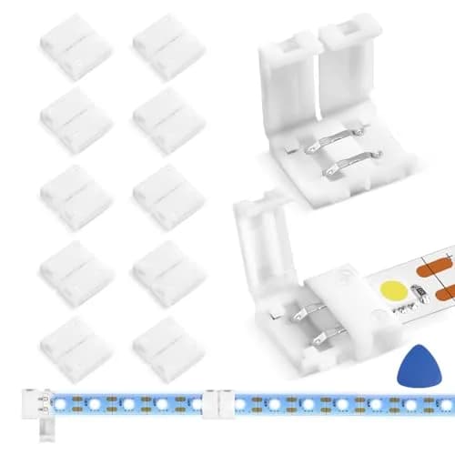 WENHSIN 10mm 2-Pin RGB LED Strip Light Connectors (10-Pack) | Solderless Adapter for 72W Strips thumbnail 1