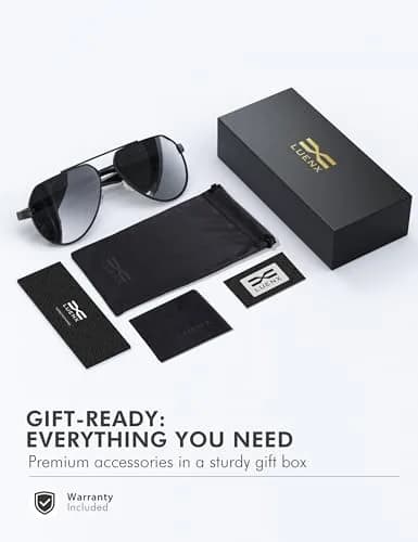 Luenx Aviator Polarized Sunglasses Men Women Classic UV400 Driving | ANSI Z87.1 Impact Tested thumbnail 7