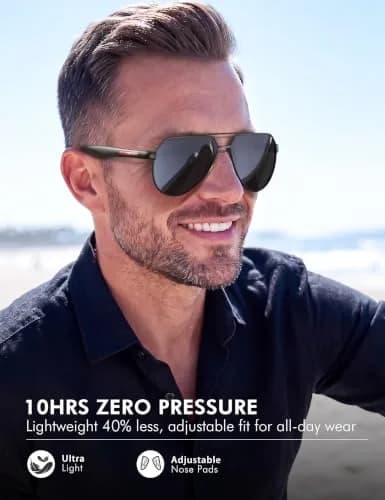 Luenx Aviator Polarized Sunglasses Men Women Classic UV400 Driving | ANSI Z87.1 Impact Tested thumbnail 3