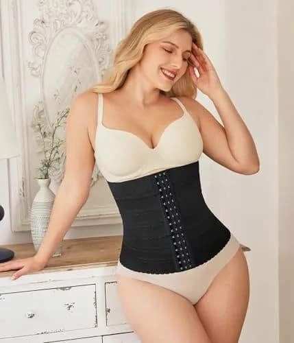 Nebility Waist Trainer for Women Corset Shapewear Tummy Control Segmented Waist Cincher Workout Girdle (Black, XXXL) | High Compression & Back Support thumbnail 5