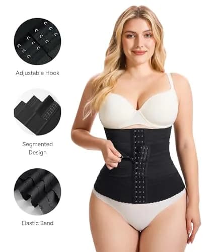 Nebility Waist Trainer for Women Corset Shapewear Tummy Control Segmented Waist Cincher Workout Girdle (Black, XXXL) | High Compression & Back Support thumbnail 2