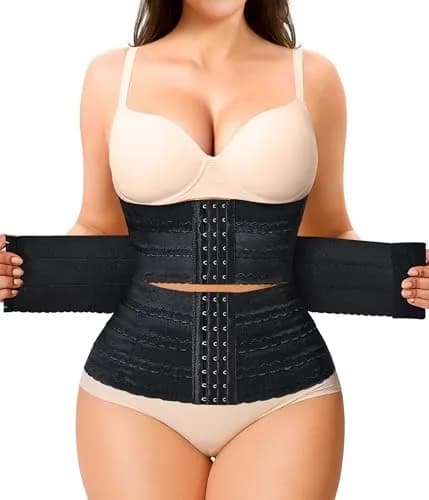 Nebility Waist Trainer for Women Corset Shapewear Tummy Control Segmented Waist Cincher Workout Girdle (Black, XXXL) | High Compression & Back Support - main product image
