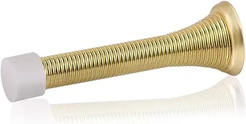 HOMOTEK Spring Door Stopper with Rubber Bumper 3-1/8" Flexible Spring Heavy Duty Wall Door Stop (1 Pack, Bright Brass) thumbnail 1