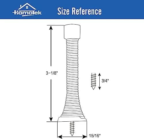 HOMOTEK Spring Door Stopper with Rubber Bumper 3-1/8" Flexible Spring Heavy Duty Wall Door Stop (1 Pack, Bright Brass) thumbnail 5