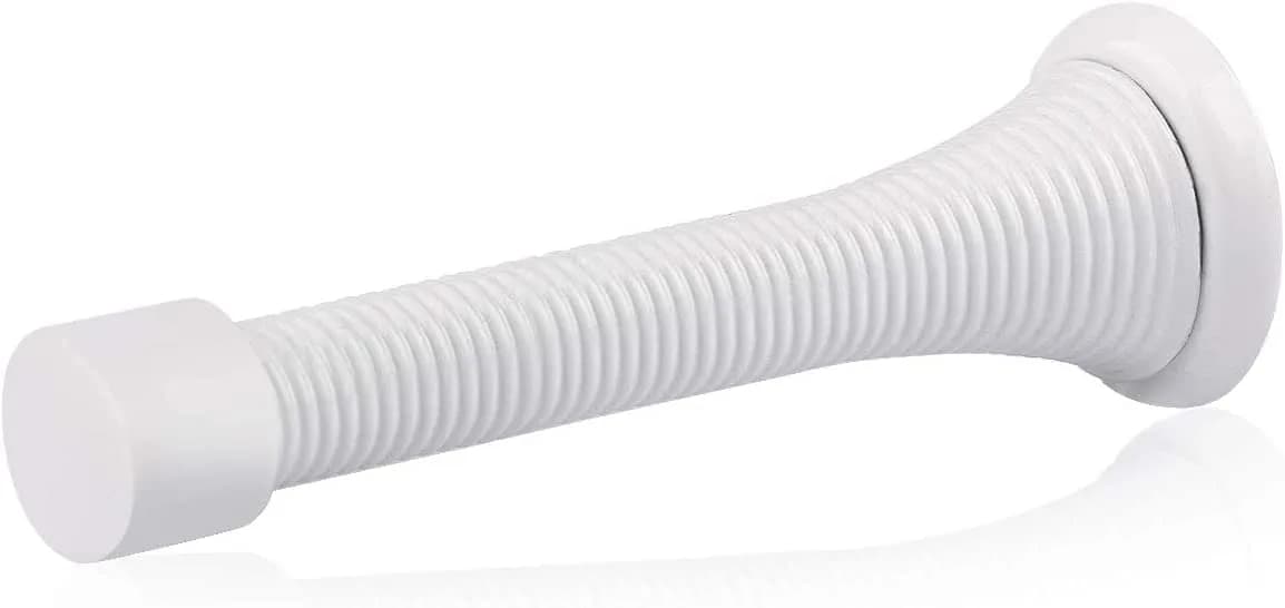 HOMOTEK White Spring Door Stop with Rubber Bumper, 3-1/8" Heavy Duty Flexible Spring Door Stopper (1-Pack) - main product image