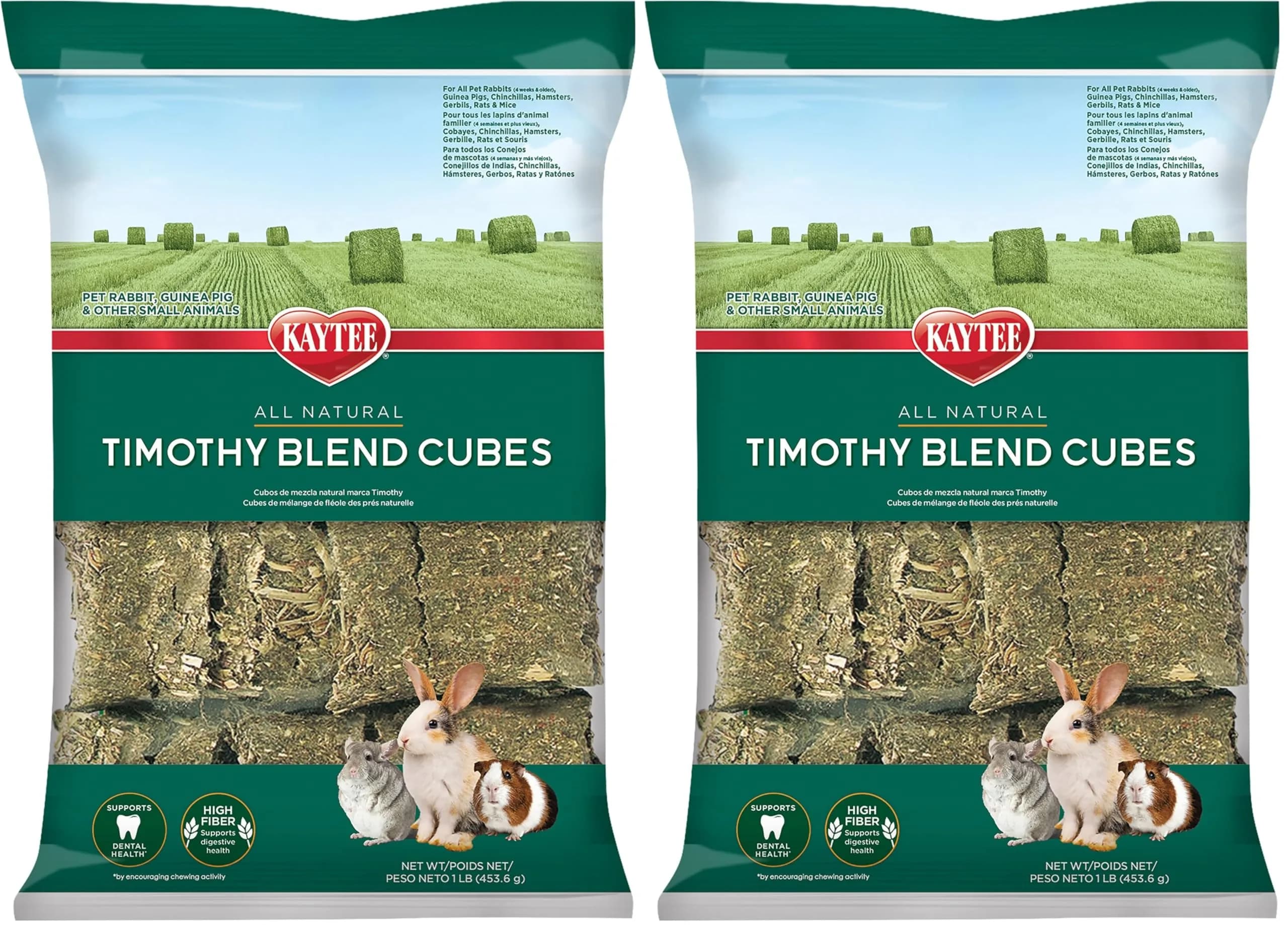 Kaytee Timothy Hay Blend Cubes for Small Animals, 1.81 kg (2 x 16 oz) | High Fiber Digestive Support - main product image
