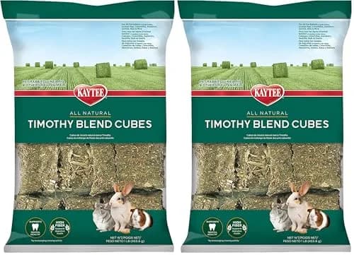 Kaytee Timothy Hay Blend Cubes for Small Animals, 1.81 kg (2 x 16 oz) | High Fiber Digestive Support thumbnail 1
