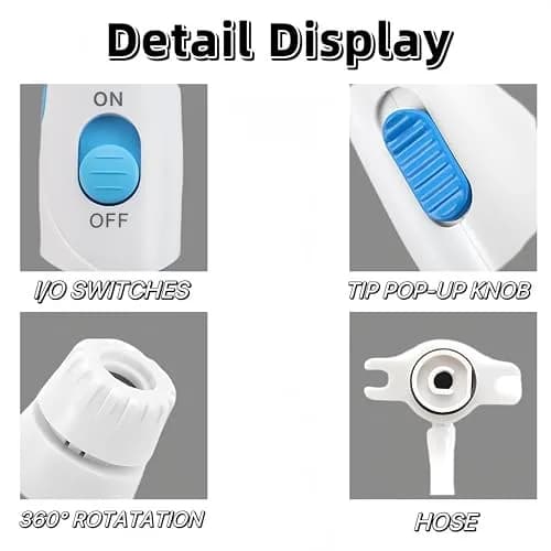 Yooreps Replacement Hose and Handle for Waterpik WP-100 WP-140 Series 11.5cm (4.53") Blue | Compatible Oral Irrigator Part thumbnail 2