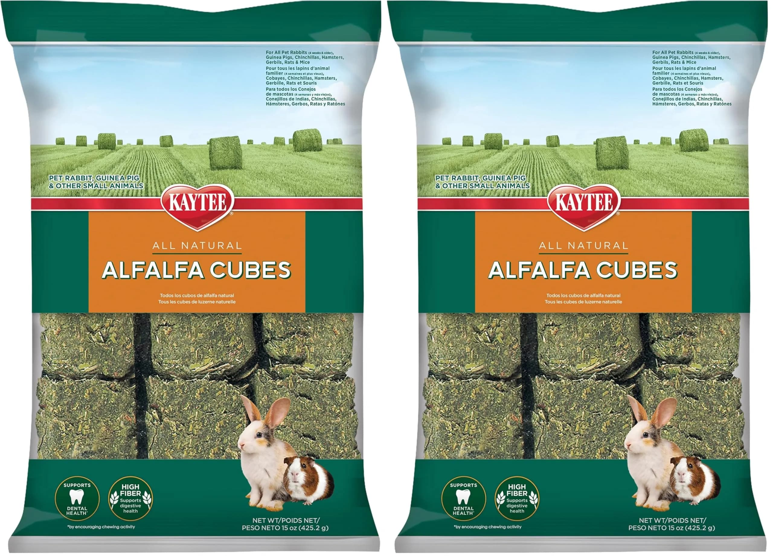 Kaytee Alfalfa Cubes for Small Animals, 850 g (30 oz) | High Protein & Fiber for Digestive Health