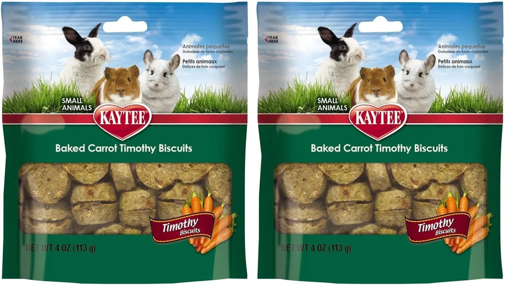 Kaytee Timothy Biscuits Baked Treat for Small Animals Carrot 227 g (8 oz) | Supports Dental Health — Carrot