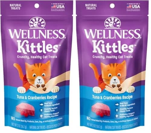 Wellness Kittles Crunchy Cat Treats Tuna & Cranberry Flavor 4 oz (Pack of 2) | Grain-Free Dental Aid thumbnail 1