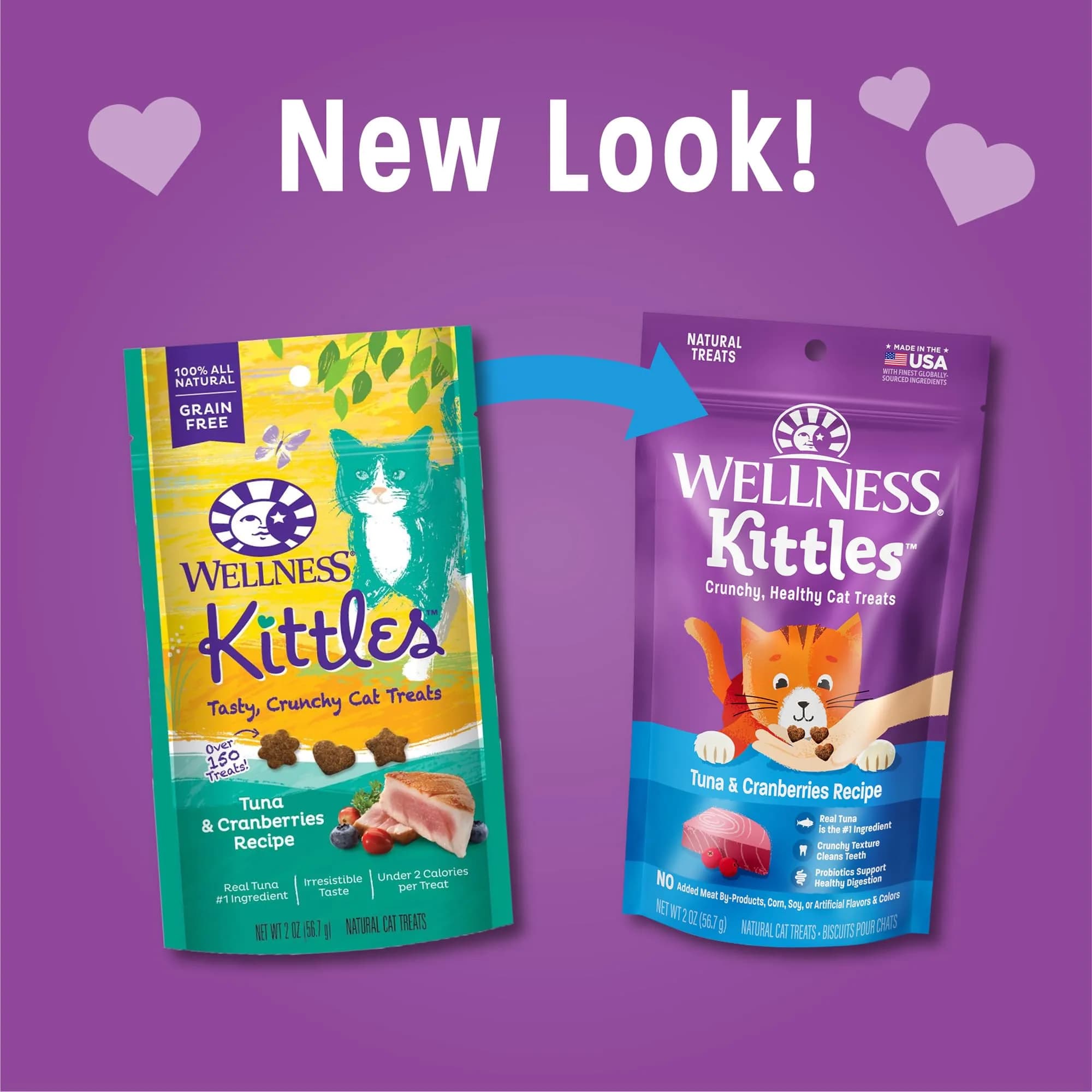 Wellness Kittles Crunchy Cat Treats Tuna & Cranberry Flavor 4 oz (Pack of 2) | Grain-Free Dental Aid - view 2