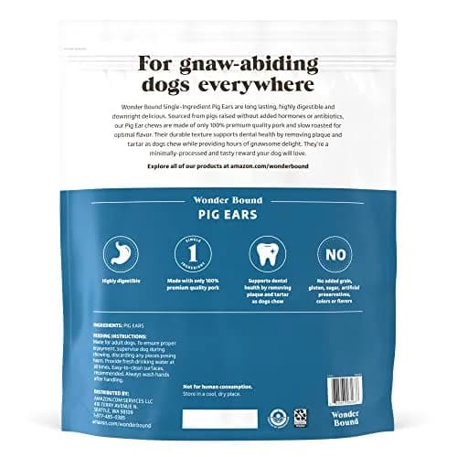 Wonder Bound Whole Pig Ears Dog Treats | Highly Digestible Pork, Dental Support, 18 Count (Pack of 2) thumbnail 2