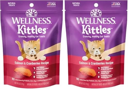 Wellness Kittles Natural Grain Free Cat Treats Salmon & Cranberries 12 oz (342 g) | Crunchy Dental Cat Treats thumbnail 1
