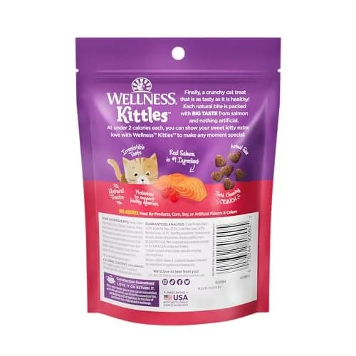 Wellness Kittles Natural Grain Free Cat Treats Salmon & Cranberries 12 oz (342 g) | Crunchy Dental Cat Treats thumbnail 8
