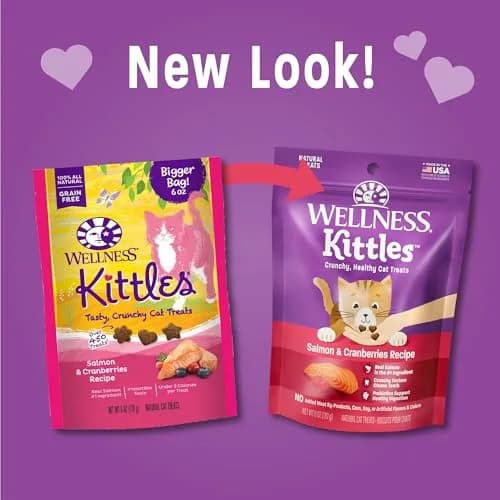 Wellness Kittles Natural Grain Free Cat Treats Salmon & Cranberries 12 oz (342 g) | Crunchy Dental Cat Treats thumbnail 2