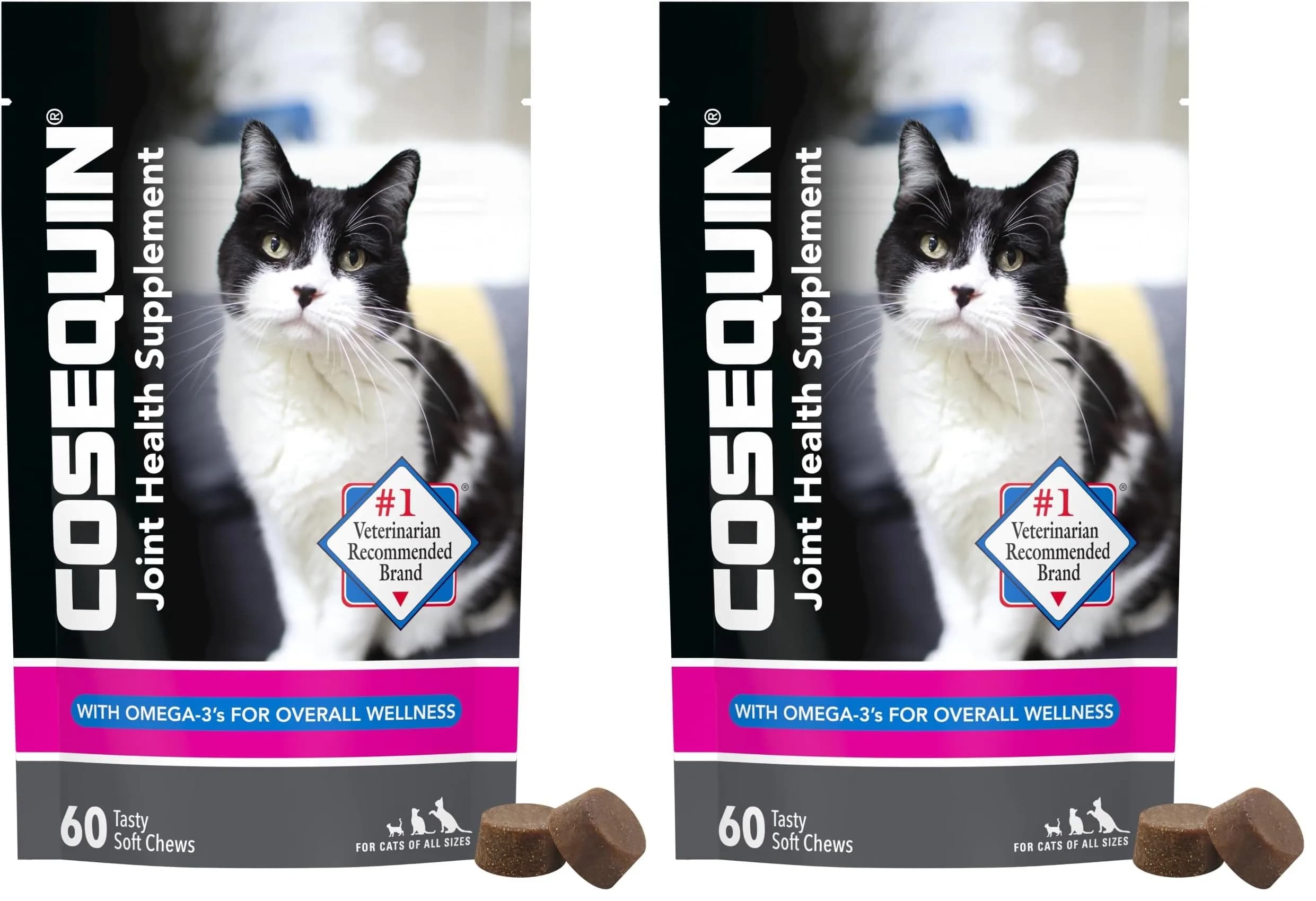 Nutramax Cosequin for Cats Joint Health Supplement Soft Chews, 120 Count (60 Count Pack of 2) | Supports Joint, Skin & Coat Health — Brown