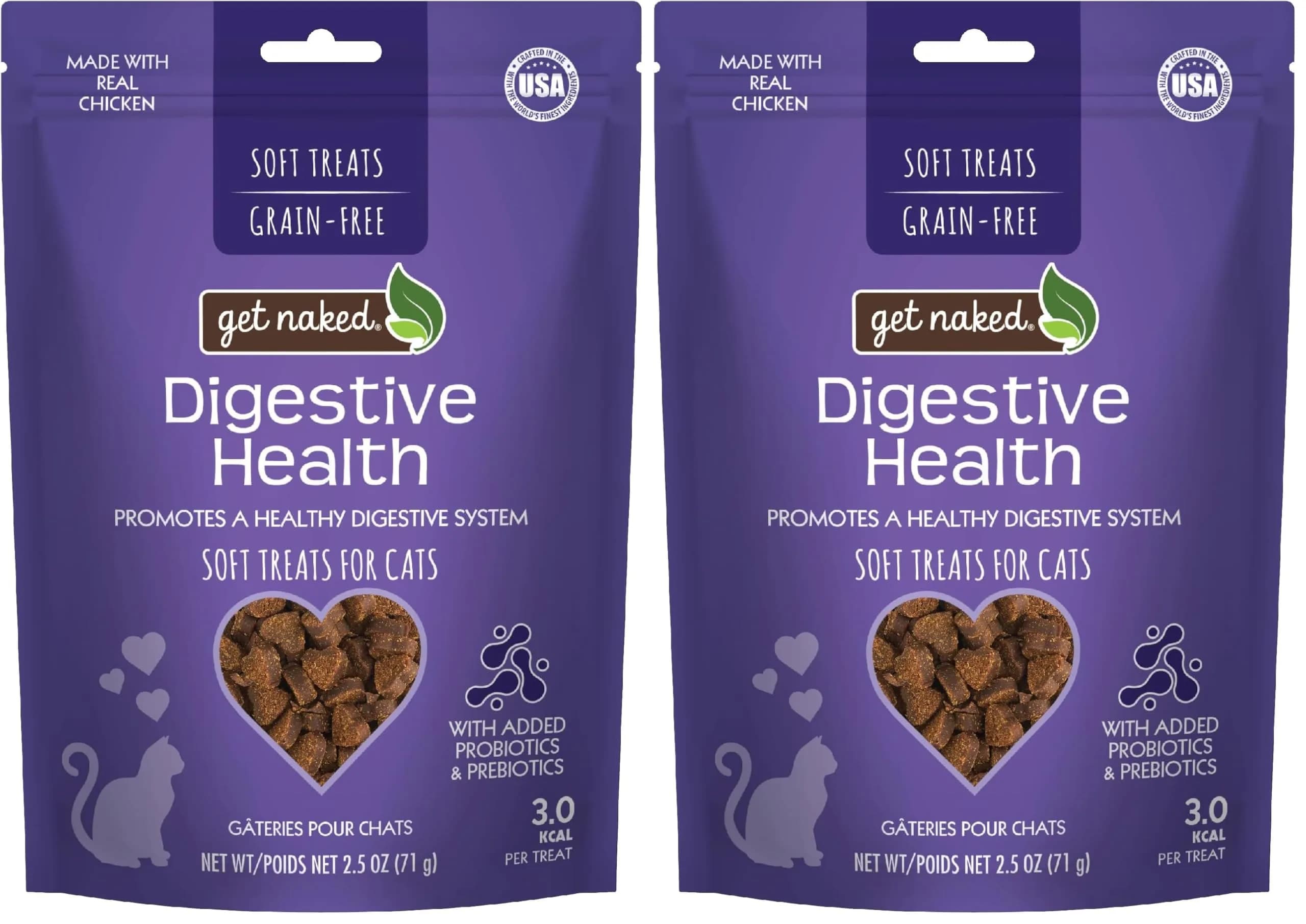 Get Naked Hairball Support Soft Cat Treats Chicken Flavor 5 oz (Pack of 2) | Natural Hairball Control for Cats — 2.5 Ounce