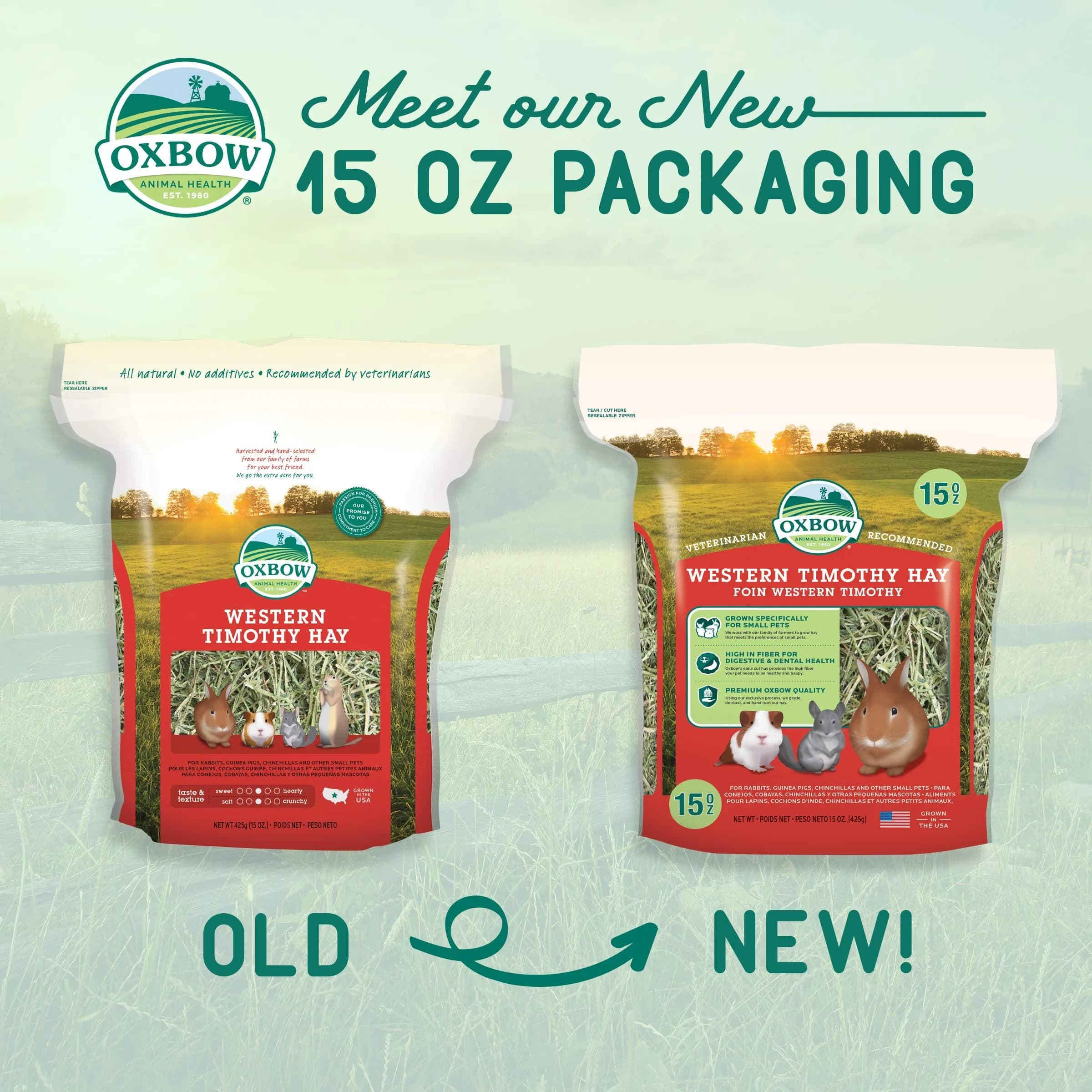 Oxbow Timothy Hay for Rabbits & Guinea Pigs, 15 oz (425 g) Pack of 2 | High Fiber Digestive Health - view 2
