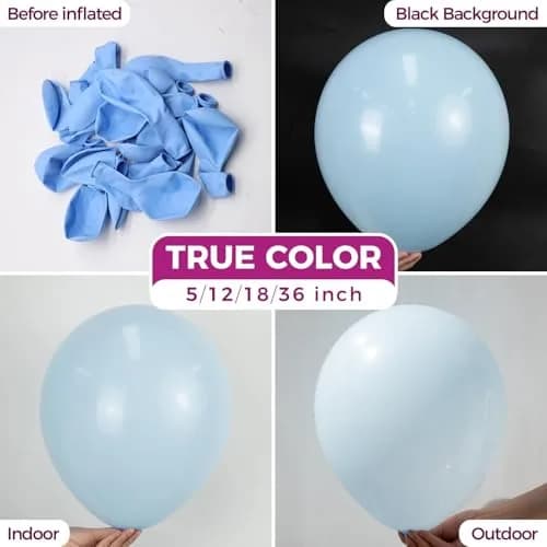 Bezente 36 Inch Pastel Blue Latex Round Balloons 8 Pack | Giant Balloons for Parties thumbnail 2